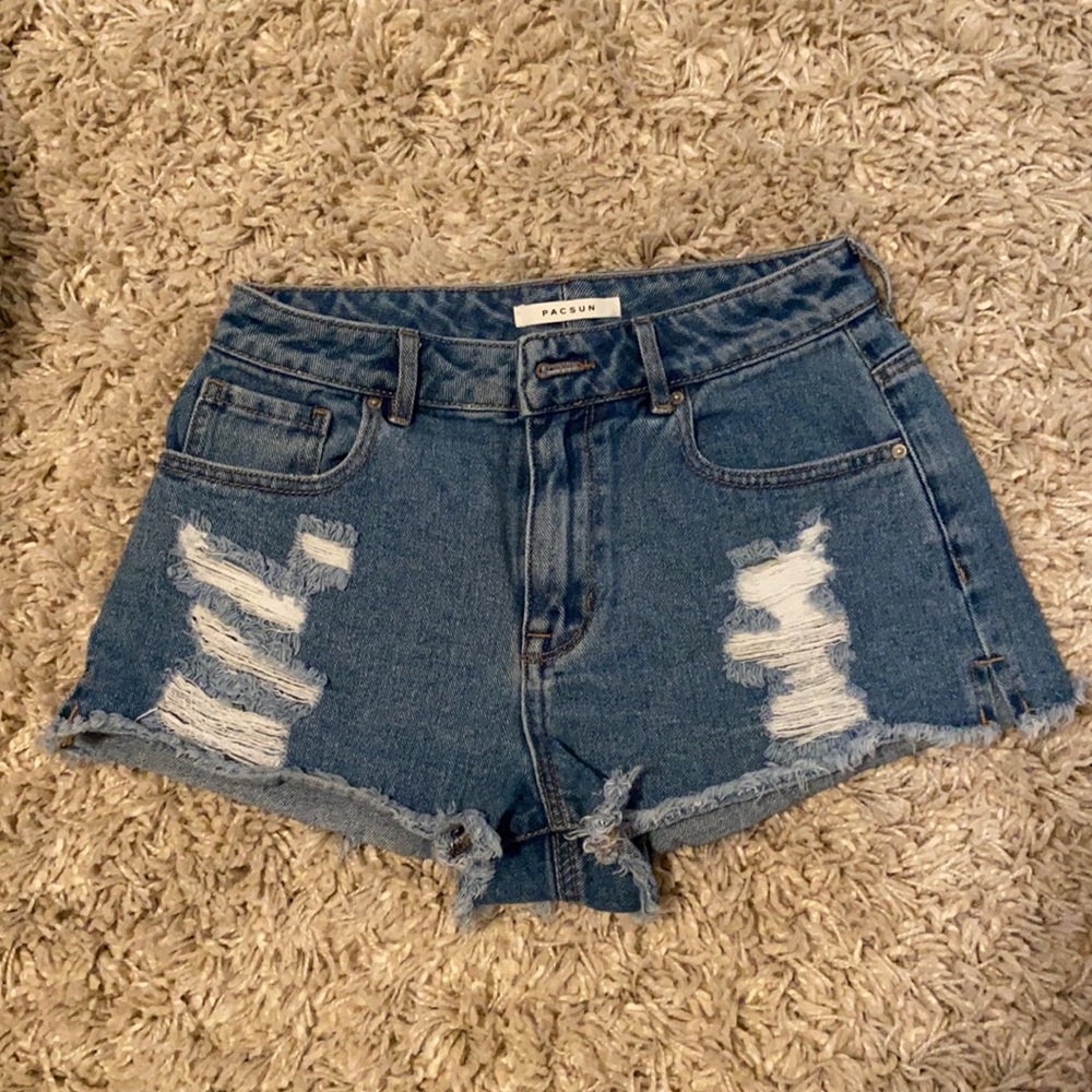 PACSUN high rise denim shorts. super cute!
